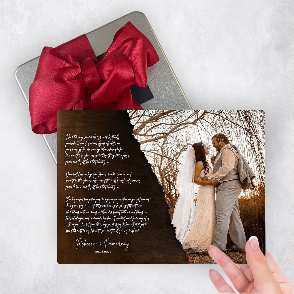 Bronze Wedding Photo and Vows 8th Anniversary Gift Delivery Box Gift for Couple TOY-2156