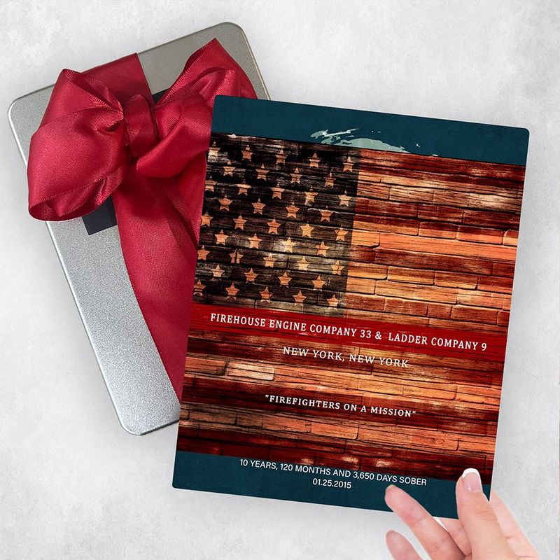 Tin Thin Red Line American Flag Recognition Gift Delivery Box Gift for Fire Fighters TOY-2112