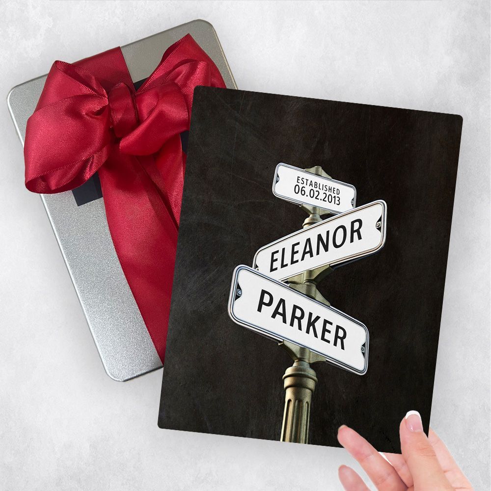 Iron Crossroads Signpost 6th Anniversary Gift Delivery Box Gift for Couple TOY-1946