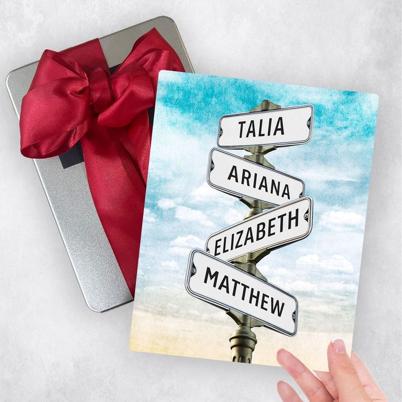 Family Signpost 4 Names 2nd Anniversary Gift Delivery Box Gift for Couple TOY-1939