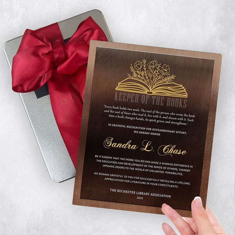 Bronze Open Book with Flowers Recognition Gift Delivery Box Gift for Librarian TOY-2105