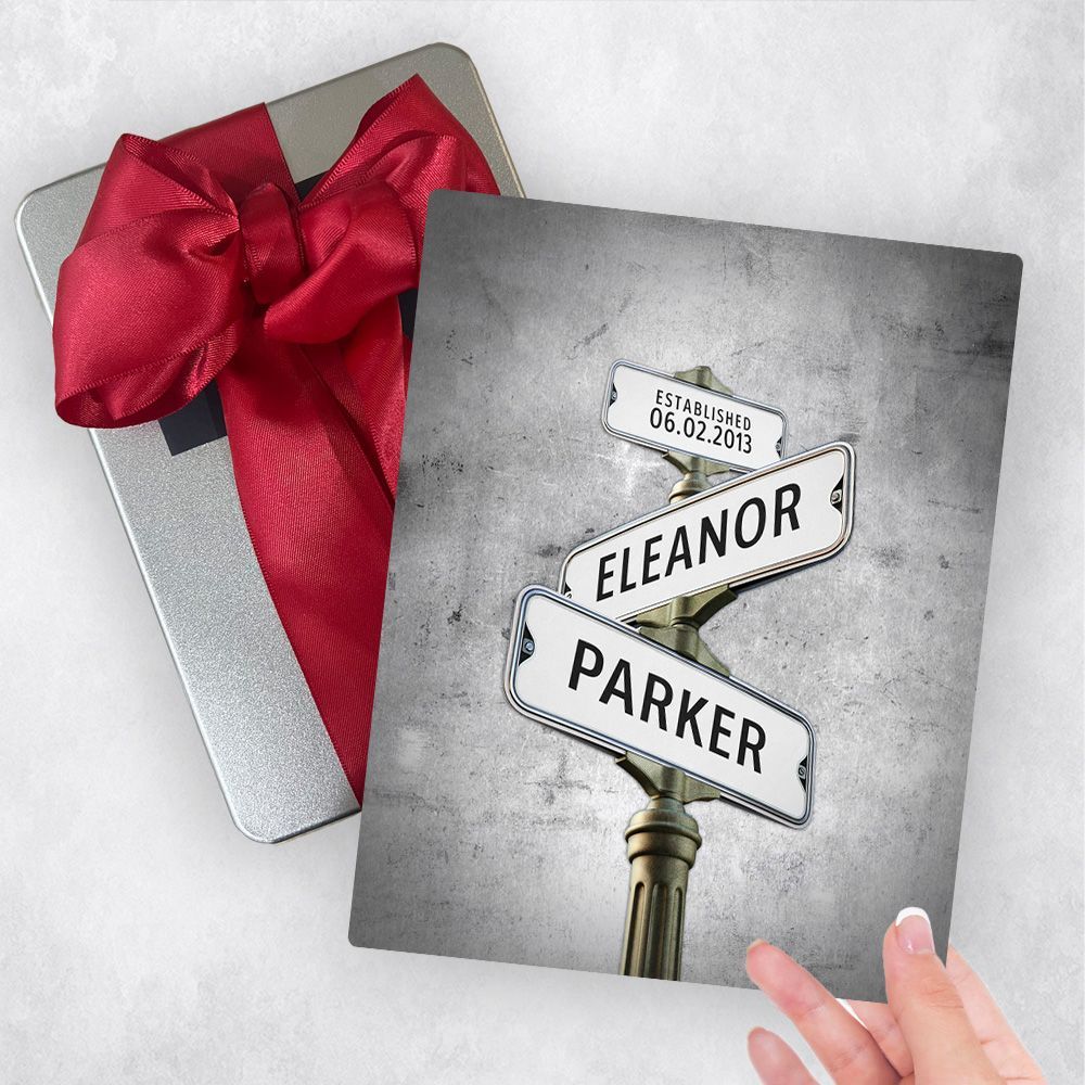 Tarnished Tin Crossroads Signpost 10th Anniversary Gift Delivery Box Gift for Couple TOY-1948