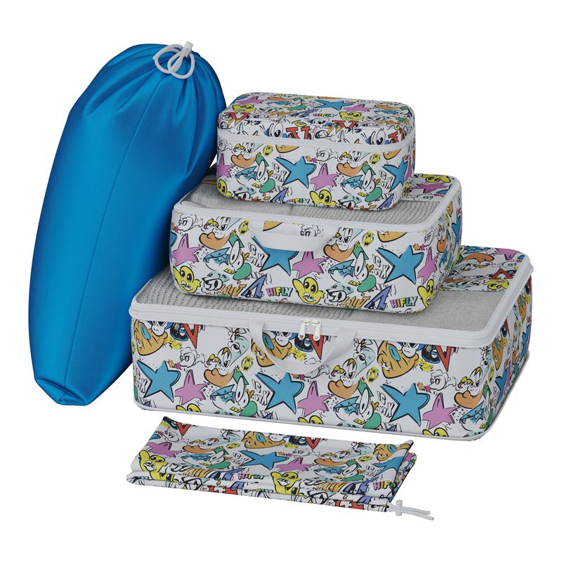 HIFLY Austria Graffiti Travel Organizer, 5‑Bag Set for S (Carry‑On) and M Suitcases