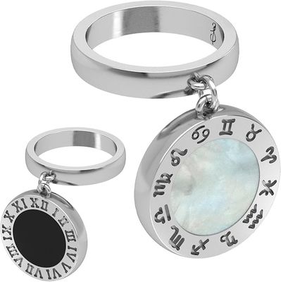 ISLAND SOUL Zweiseitiger Medaillon-Ring Sternzeichen, Silber 925