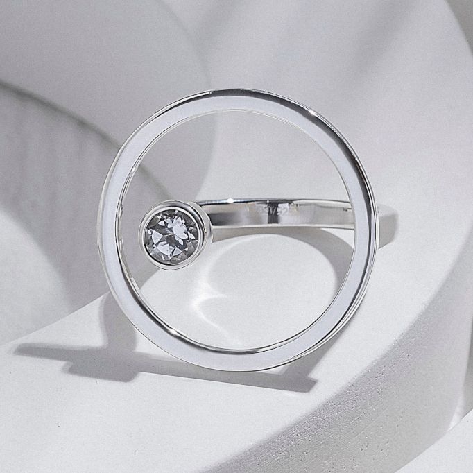 ISLAND SOUL Sphere Ring with White Topaz, Silver 925