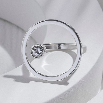 ISLAND SOUL Sphere Ring with White Topaz, Silver 925