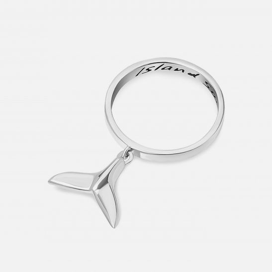 ISLAND SOUL Whale Tail Pendant Ring, Silver 925