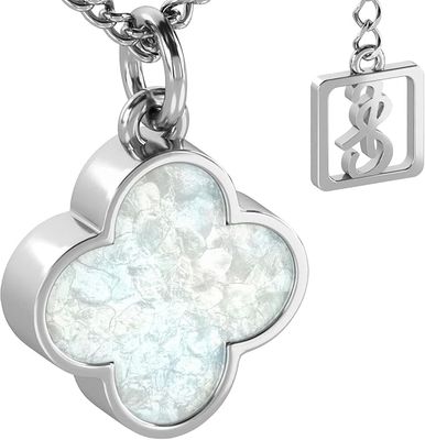ISLAND SOUL Clover Pendant with White Mother-of-Pearl, Silver 925