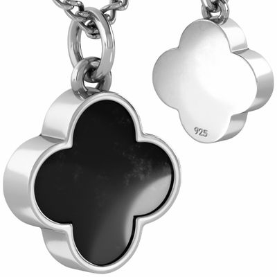 ISLAND SOUL Clover Pendant with Black Onyx, Silver 925