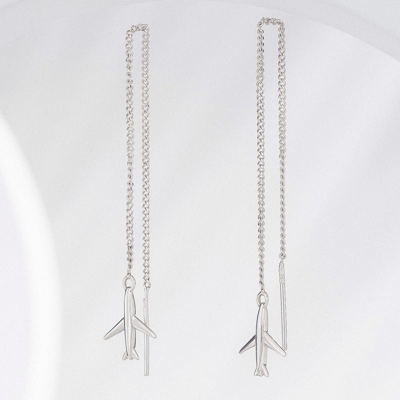 ISLAND SOUL Jet | Airplane Pendant Earrings, Silver 925
