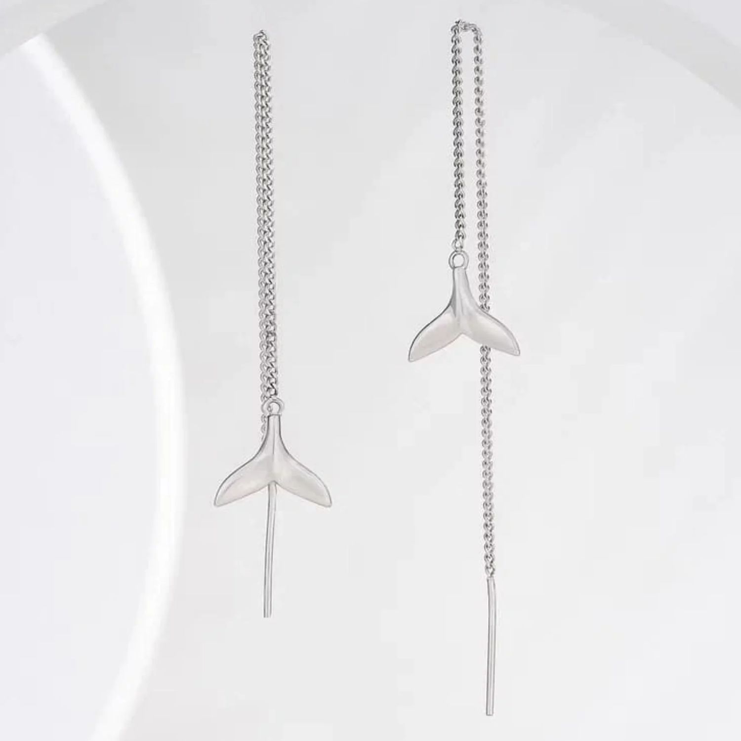 ISLAND SOUL Whale Tail Pendant Earrings, Silver 925