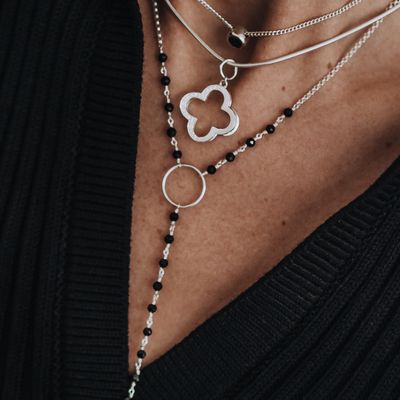 ISLAND SOUL Necklace with Black Onyx and Silver Plate, Silver 925