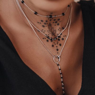 ISLAND SOUL Double Necklace with Black Onyx and Silver Plate, Silver 925