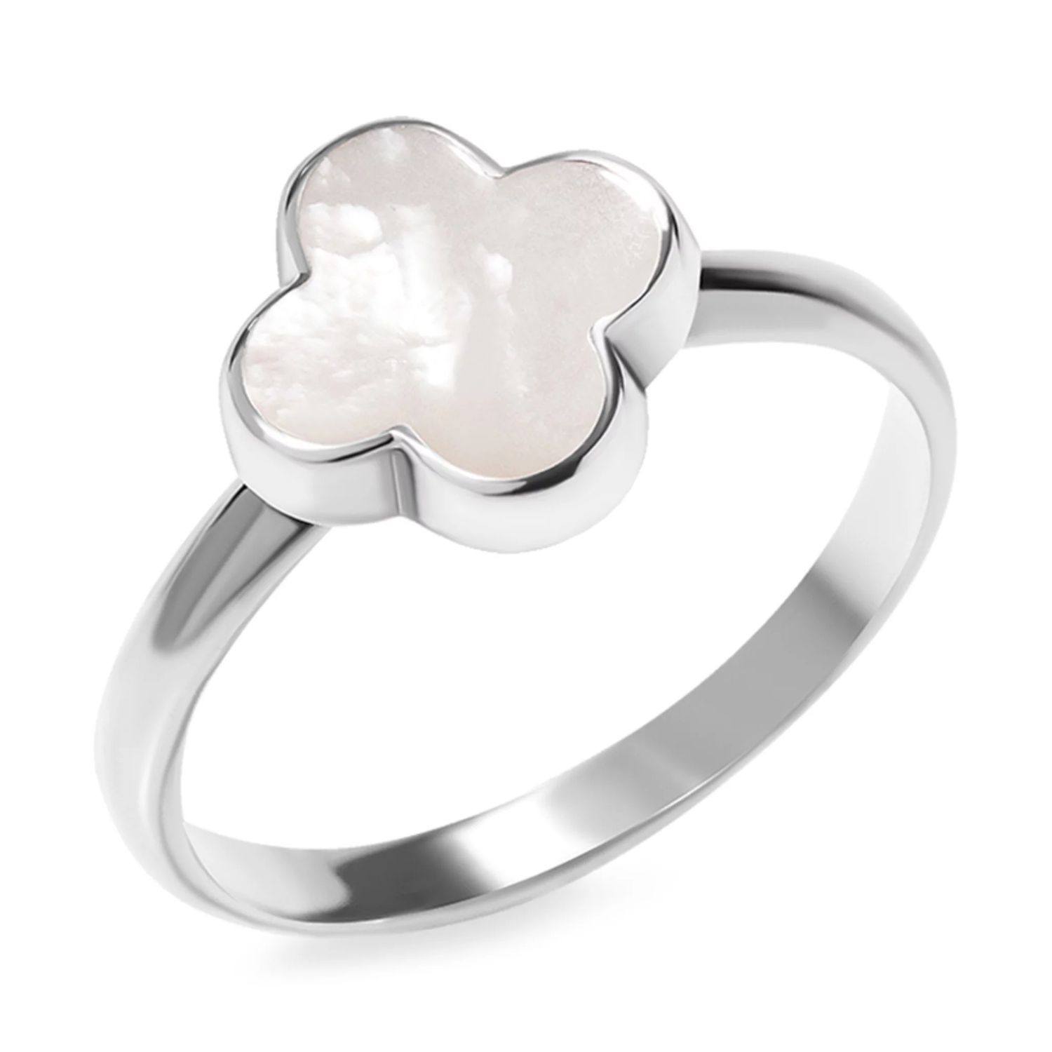 ISLAND SOUL Clover Ring with White Mother-of-Pearl, Silver 925