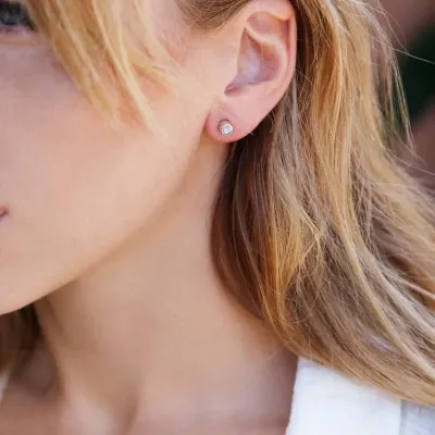 ISLAND SOUL Stud Earrings with White Topaz, Silver 925