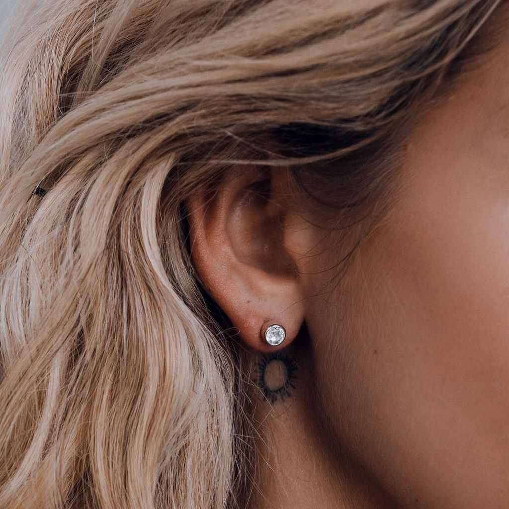 ISLAND SOUL Stud Earrings with White Topaz, Silver 925