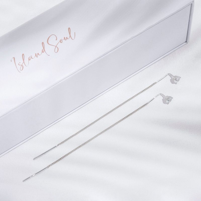 ISLAND SOUL Drop Earrings with White Zirconia, Silver 925