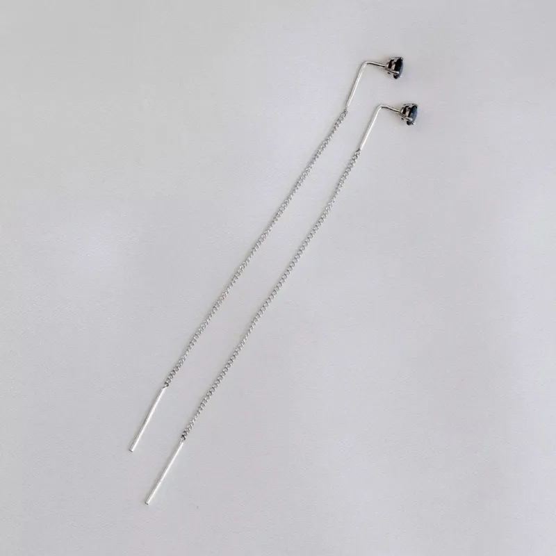 ISLAND SOUL Drop Earrings with Black Zirconia, Silver 925