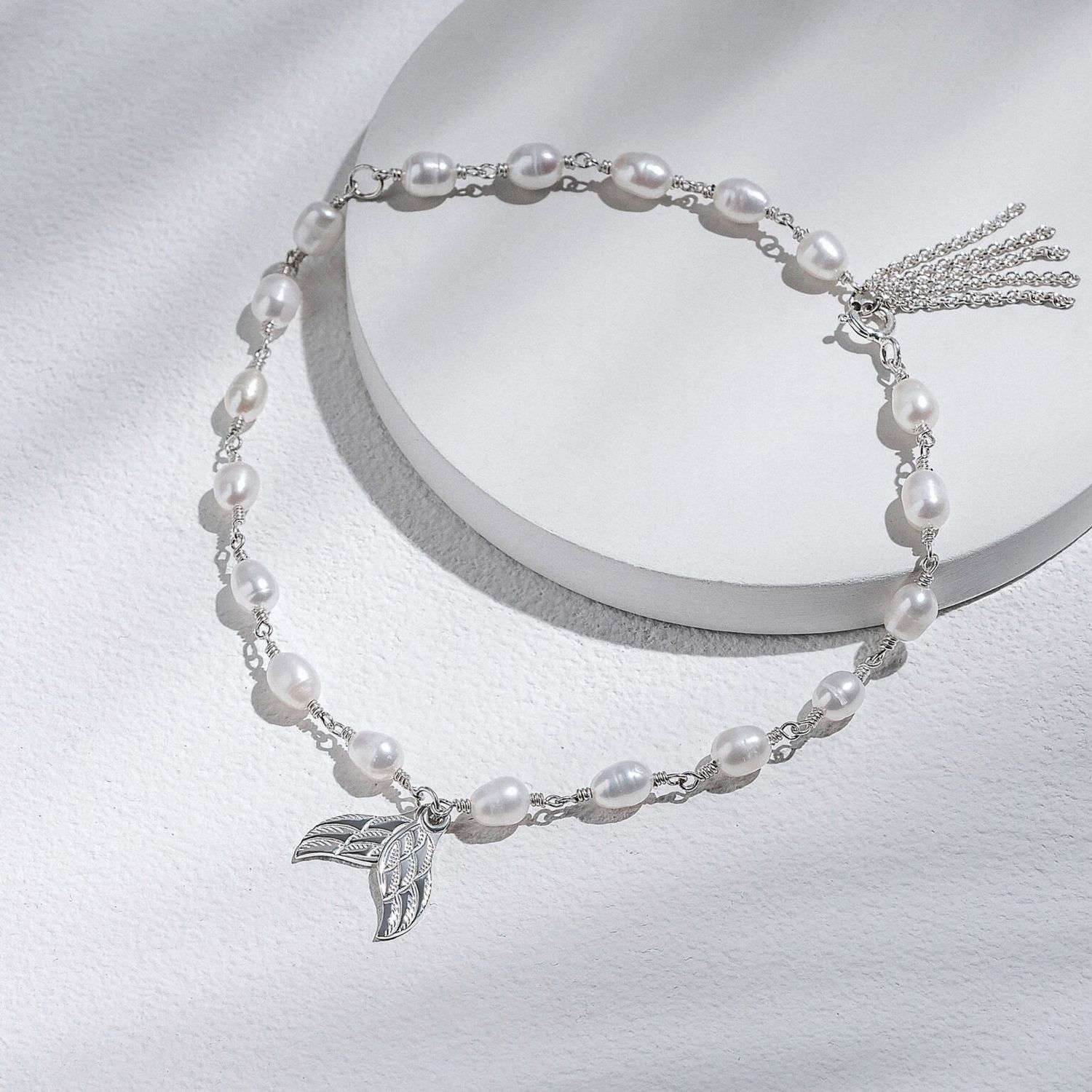 ISLAND SOUL Wings Bracelet with White Pearls, Silver 925