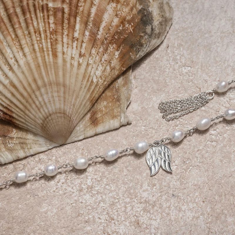ISLAND SOUL Wings Bracelet with White Pearls, Silver 925
