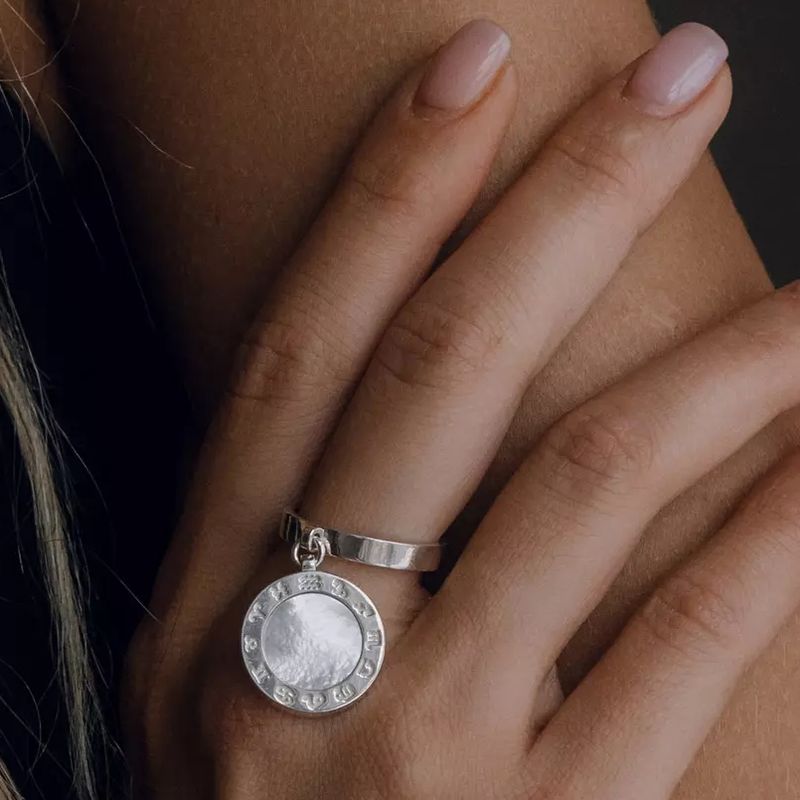 ISLAND SOUL Two-sided Zodiac Sign Medallion Ring, Silver 925