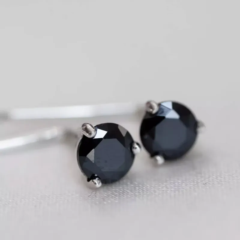 ISLAND SOUL Drop Earrings with Black Zirconia, Silver 925