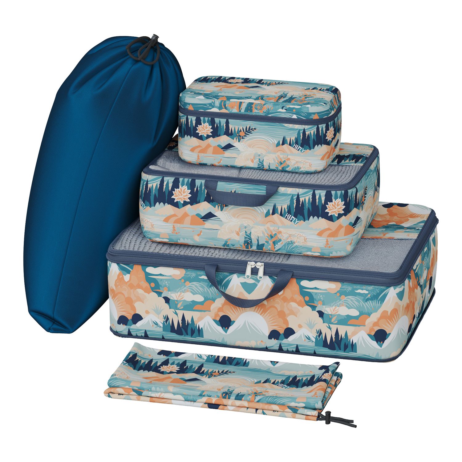 5‑Bag Travel Organizer HIFLY Austria The Alps for Carry‑On and Suitcases S, M