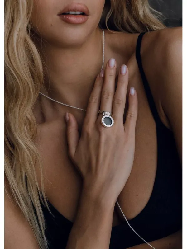 ISLAND SOUL Two-sided Zodiac Sign Medallion Ring, Silver 925