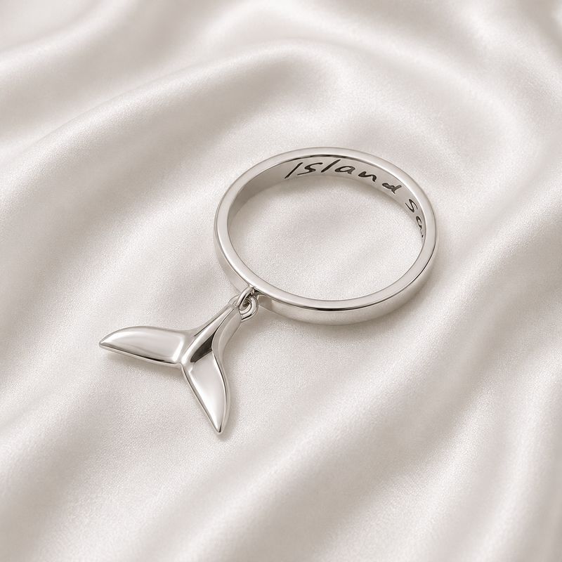 ISLAND SOUL Whale Tail Pendant Ring, Silver 925