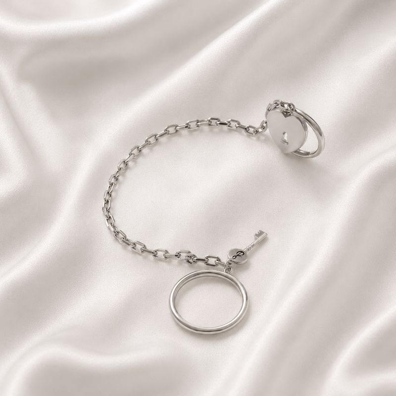 ISLAND SOUL Double Ring Rock with Pendants It Heart and Key, Silver 925