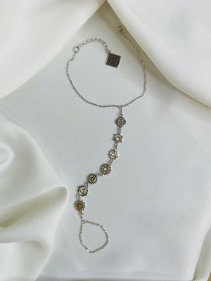 ISLAND SOUL Chakras Gold &amp; Silver Hand Chain, Silver 925