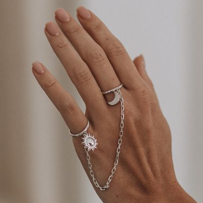 ISLAND SOUL Double Ring Rock It with Pendants Sun and Moon, Silver 925