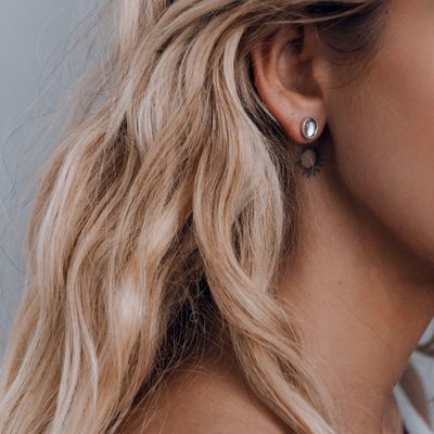 ISLAND SOUL Sky Stud Earrings with Oval Topaz, Silver 925