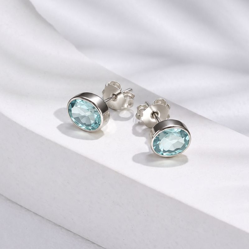 ISLAND SOUL Sky Stud Earrings with Oval Topaz, Silver 925