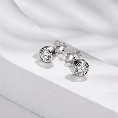 ISLAND SOUL Stud Earrings with White Topaz, Silver 925