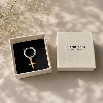 ISLAND SOUL Gold-Plated Cross Pendant without Carabine, Silver 925