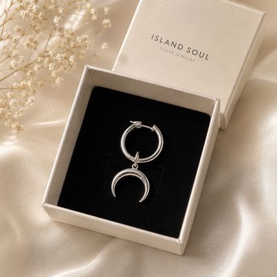 ISLAND SOUL Crescent Moon Pendant without Carabine, Silver 925