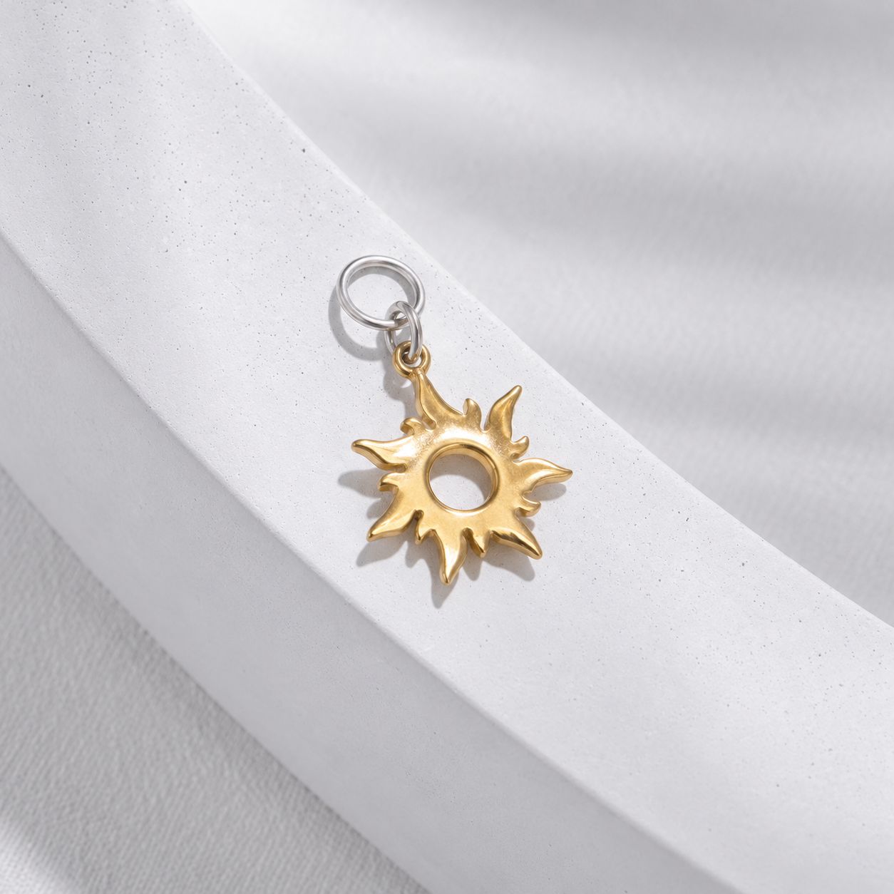 ISLAND SOUL Gold-Plated Sun Pendant without Carabine, Silver 925