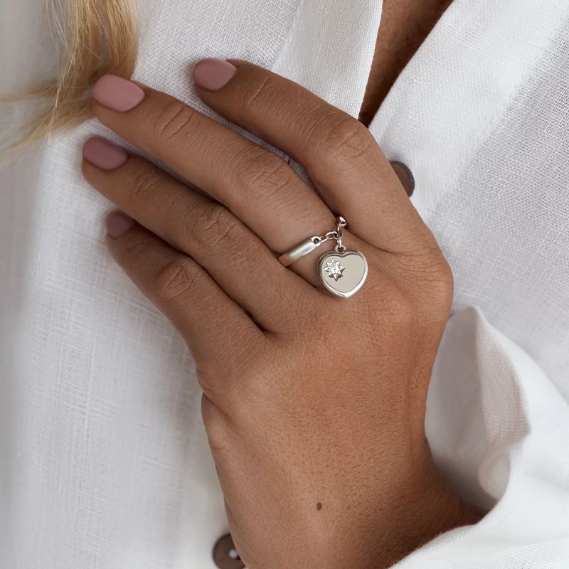 ISLAND SOUL “Only the Heart Can See” Ring with Pendant, Silver 925