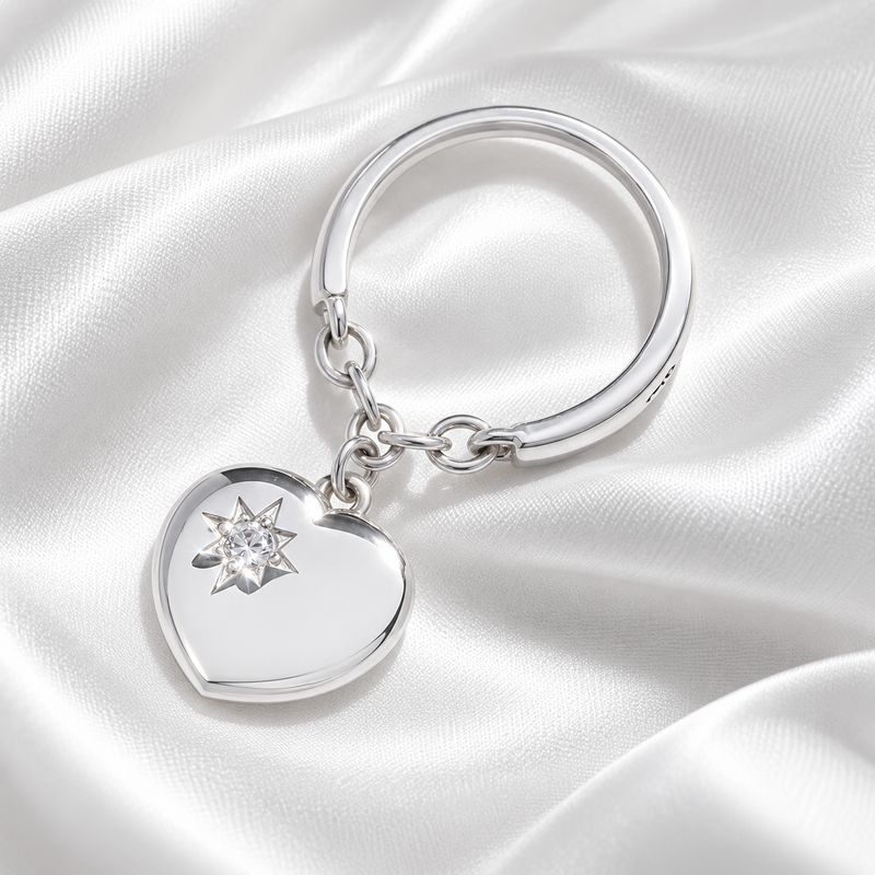 ISLAND SOUL “Only the Heart Can See” Ring with Pendant, Silver 925