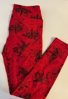 Dark Red leggings with Cupids