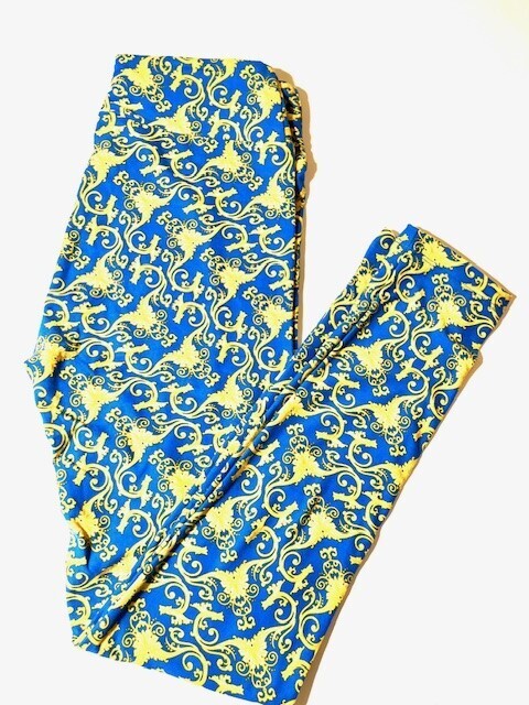 Blue Damask Soft Buttery Legging