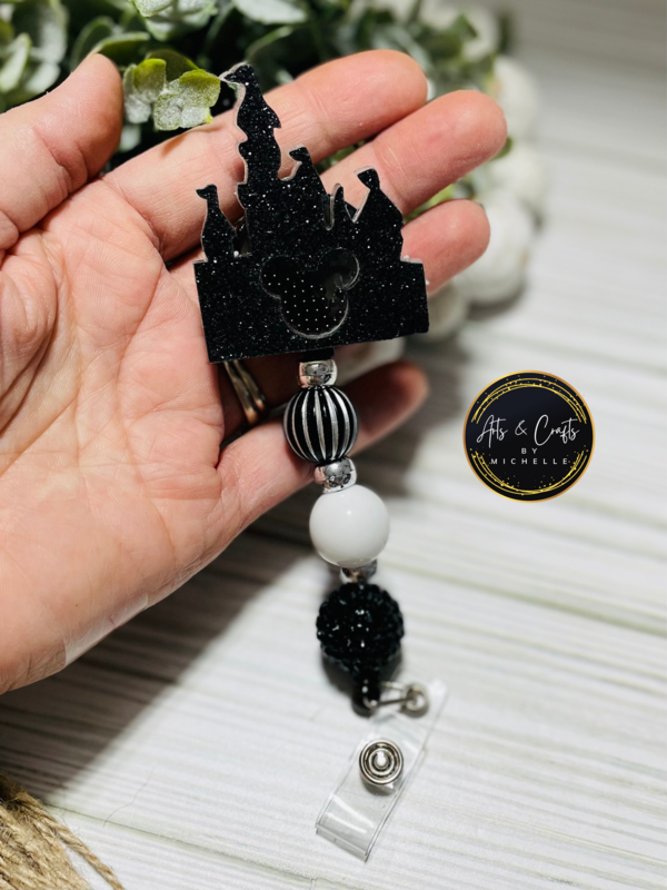 Black Castle with Glitter Badge Reel