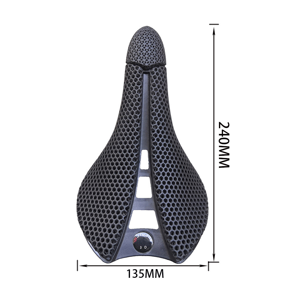 Bicycle 3D Printing Technology Mountain Bike Seat Saddle Cushion Seat, Color: Black, Size: 240-135mm