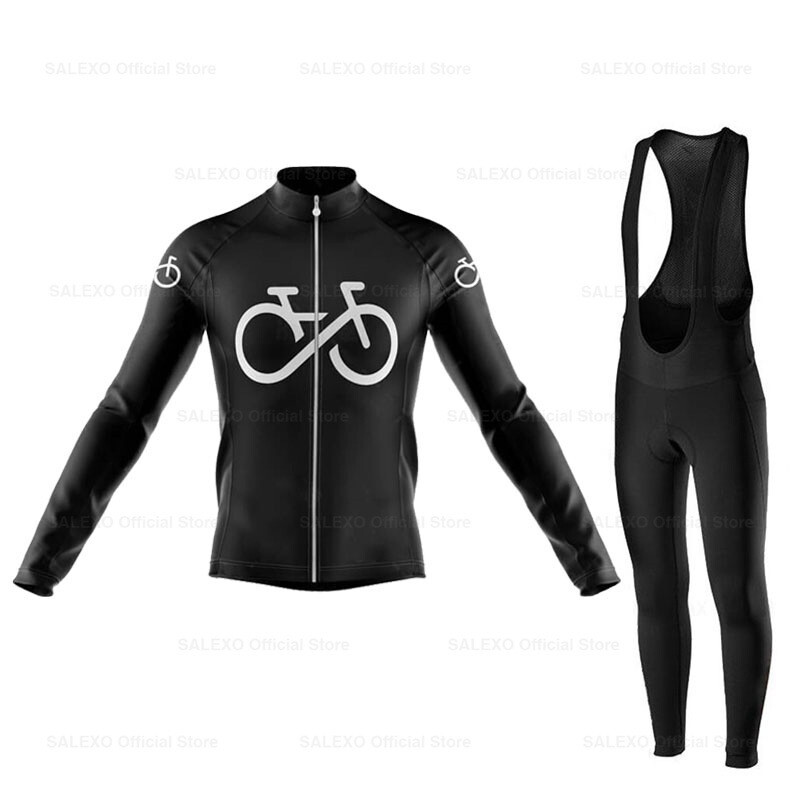 Long Sleeve Riding Clothing Breathable Men&#39;s And Women&#39;s Road Bike Strap Set, Color: XS, Size: 套装1