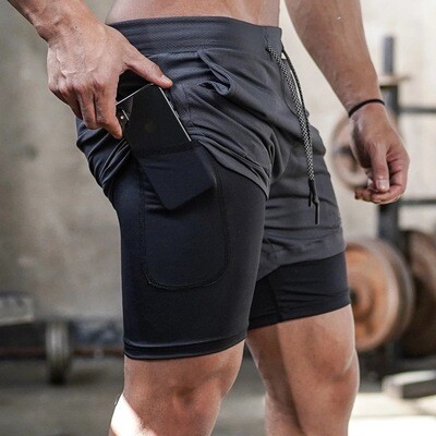 Men&#39;s double-layer quick drying breathable squatting jogging exercise pants