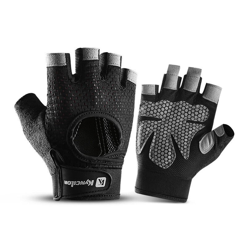 men&#39;s and women&#39;s weightlifting breathable non-slip silicone bicycle riding gloves, Size: S, Color: A0042-black