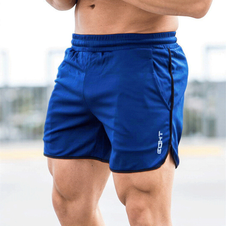 Gyms Workout Male Breathable Mesh Quick Dry Sportswear Jogger Beach Short Pants, Size: M, Color: Blue