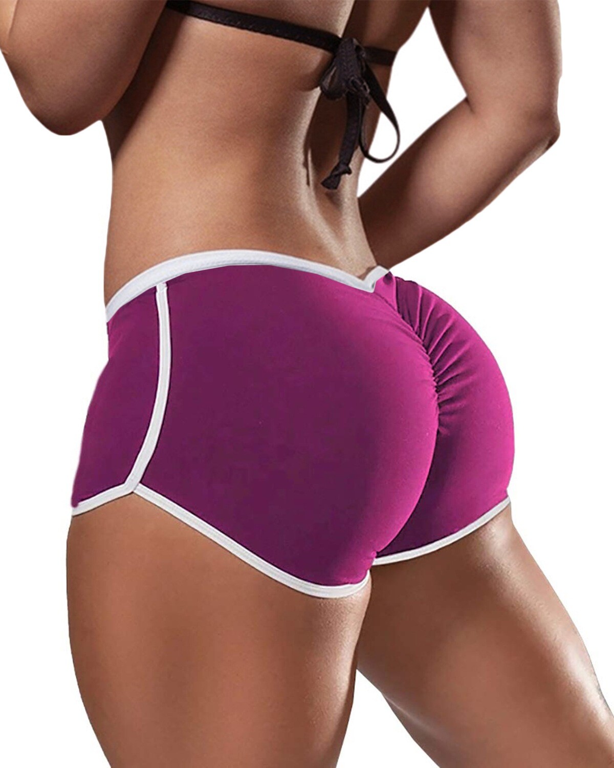 Solid Color Low Waist Sports Pants Running Tight Hip Shorts, Size: S, Color: Purple