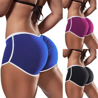 Solid Color Low Waist Sports Pants Running Tight Hip Shorts